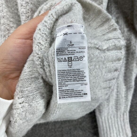Gap Sweater Pullover Women S Small Gray Wool Cotton Crew Neck Long Sleeve Solid - Picture 6 of 9